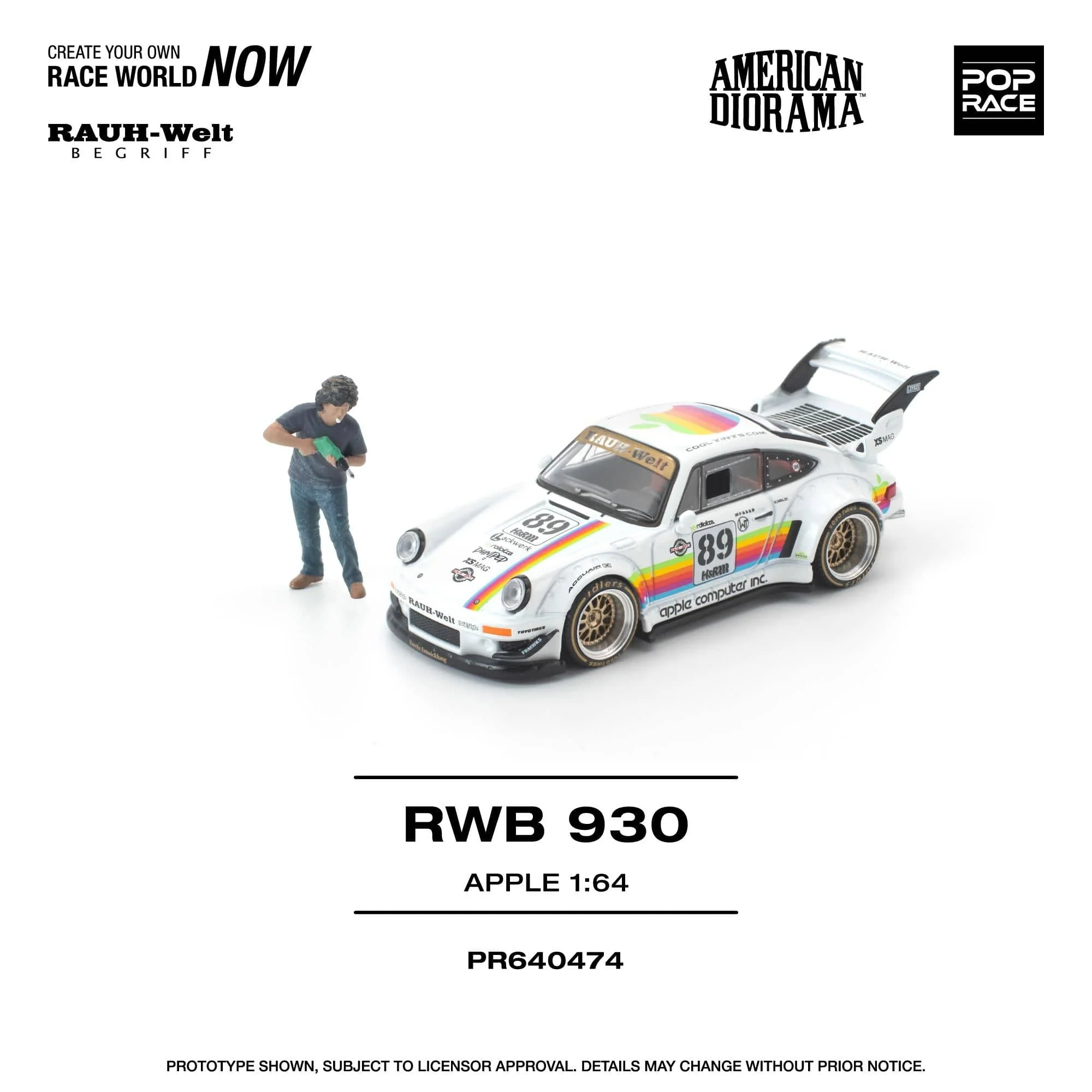 (pre-order) Porsche RWB 930 Apple with Nakai San Minifigure Pop Race 1/64 scale