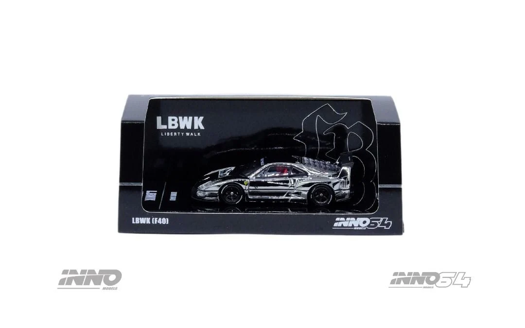 Ferrari F40 Liberty Walk Silver CHROME Hobby Expo Beijing 2024 Special Edition Inno64 1/64 scale