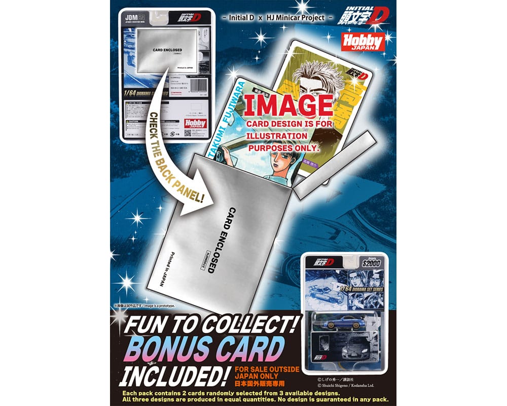 (PRE-ORDER) Honda S2000 Initial D with Collector Cards Toshiya Joshima VS Takumi Fujiwara Hobby Japan 1:64 - Image 3