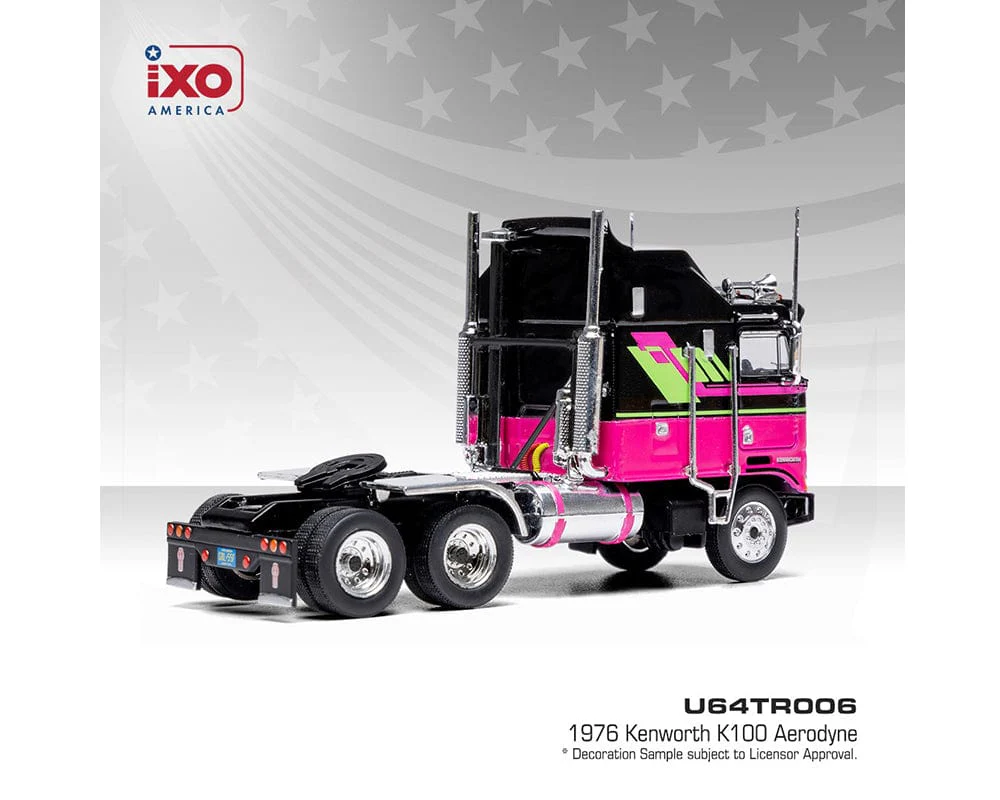 1976 Kenworth K100 Aerodyne Black and Pink IXO Models 1:64 - Image 3