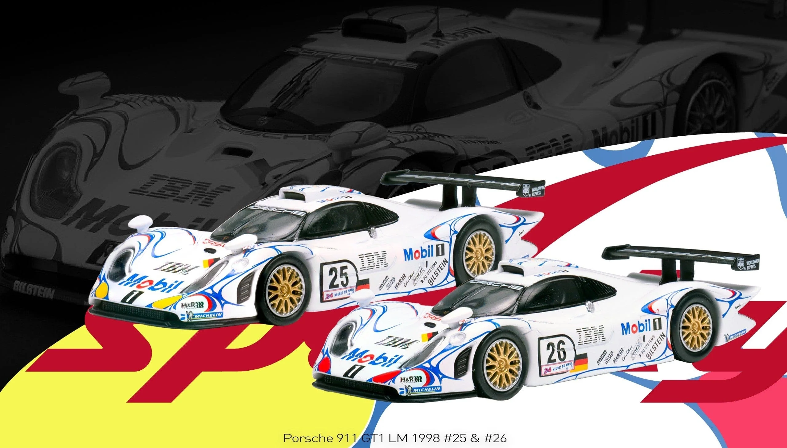(Pre-order) 2x car set Porsche 911 GT1 LM 1998 #25 & #26 Sparky Tiny Exclusive