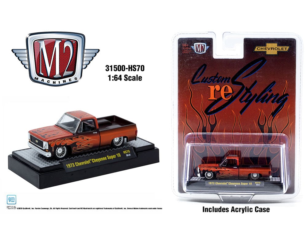 1973 Chevrolet Cheyenne Super 10 Custom Re Styling – Brown w/ Flames M2 Machines