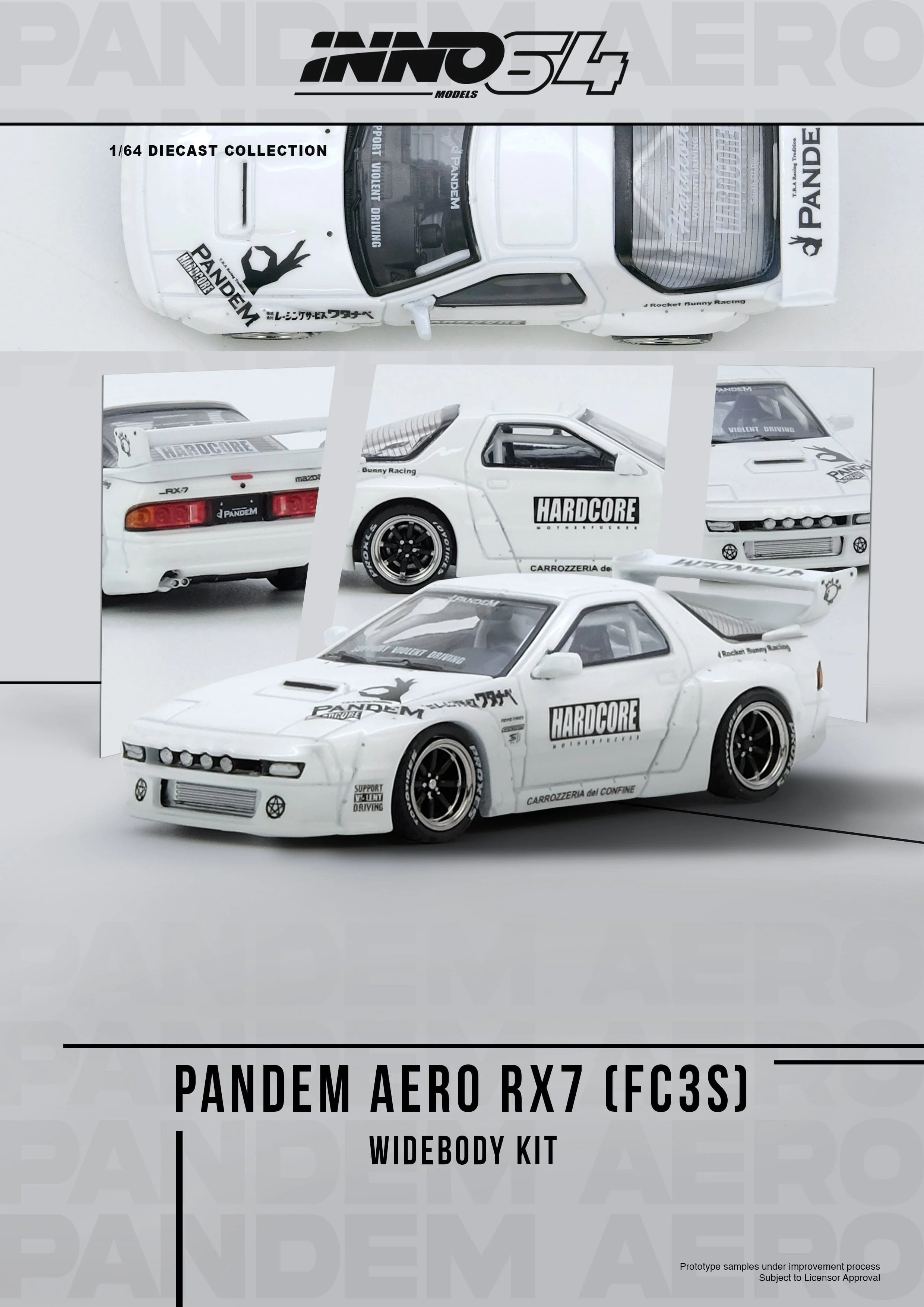Mazda RX7 FC3S Pandem Aero Wideboy Kit Inno64 1/64 scale - Image 2
