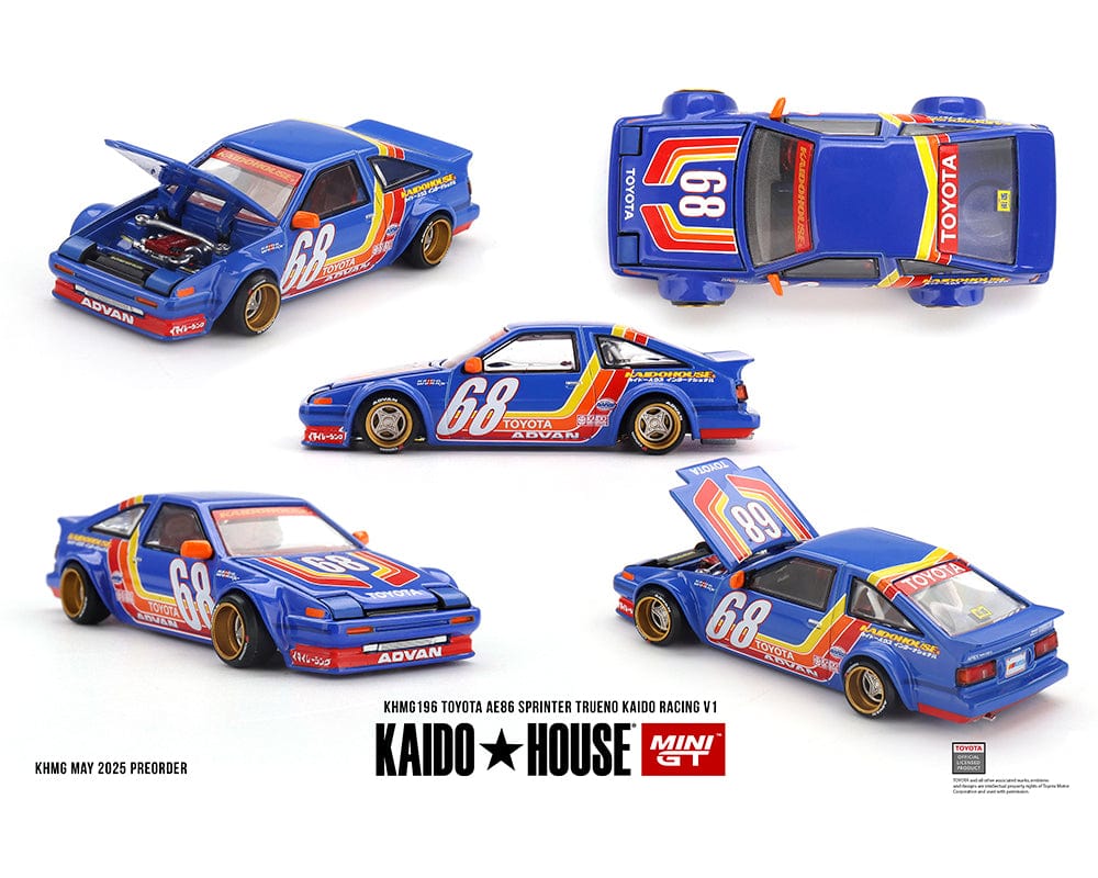 Mini GT 1:64 Toyota AE86 Sprinter Trueno Kaido Racing V1 Blue Kaido House Mini GT