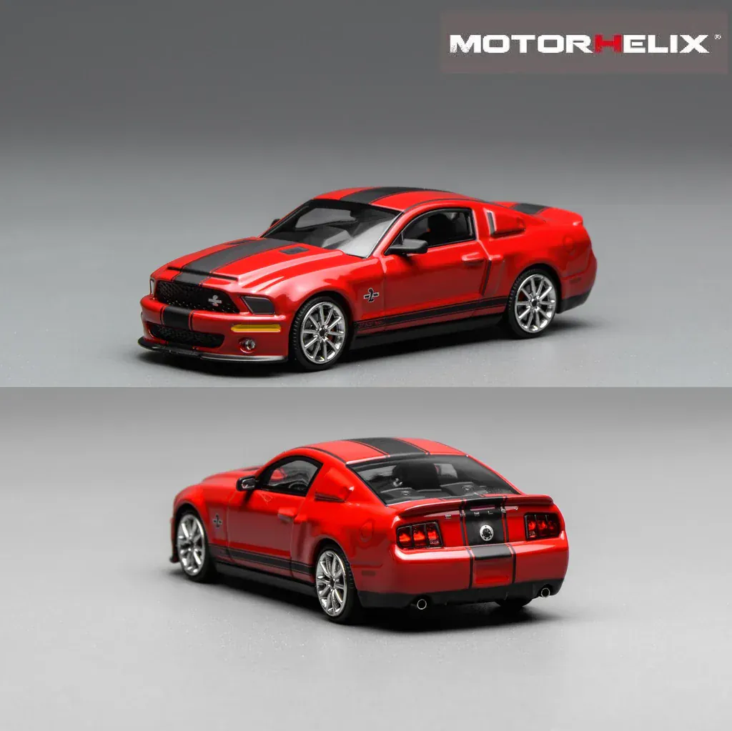 (Pre-order) Ford Mustang Shelby GT500 Super Snake 2007 RED with Black Stripe Motorhelix x Greenlight 1:64