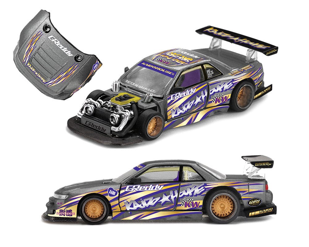 (pre-order) Nissan Silvia S13-R Kaido Drift V1 Greddy Gunmetal Gray Kaido House Mini GT 1/64 scale - Image 2