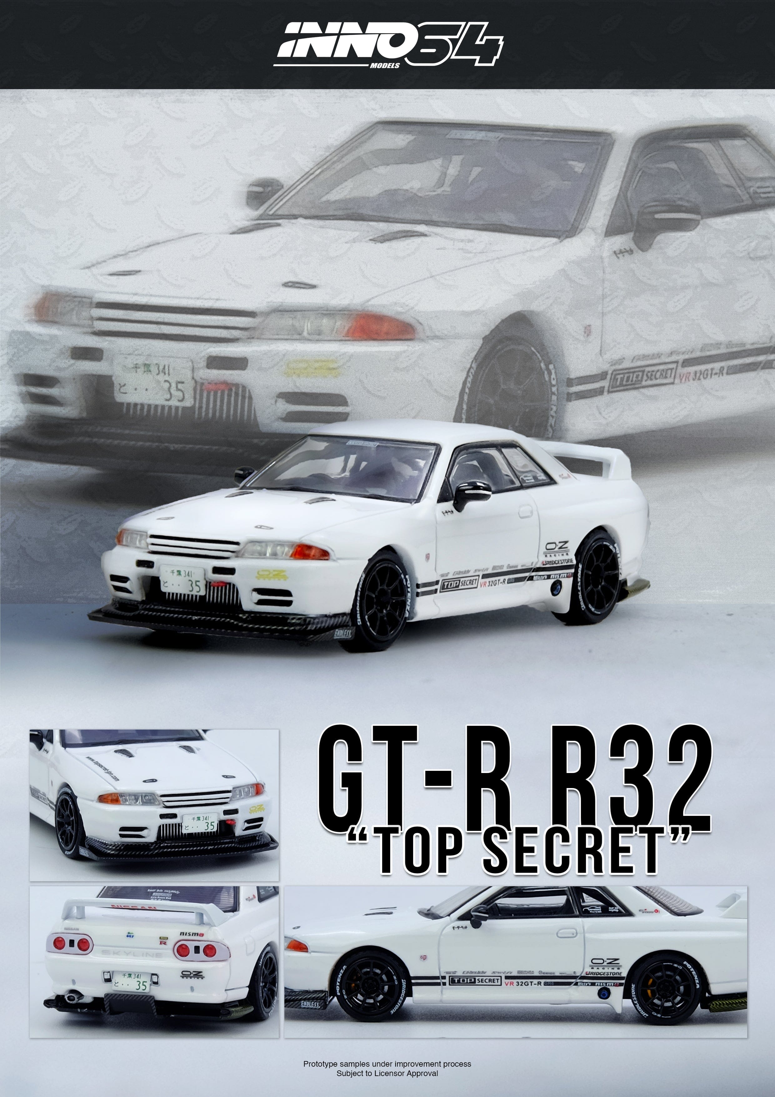 (pre-order) Nissan Skyline Top Secret V-R32 GT-R White Inno64 1/64 scale
