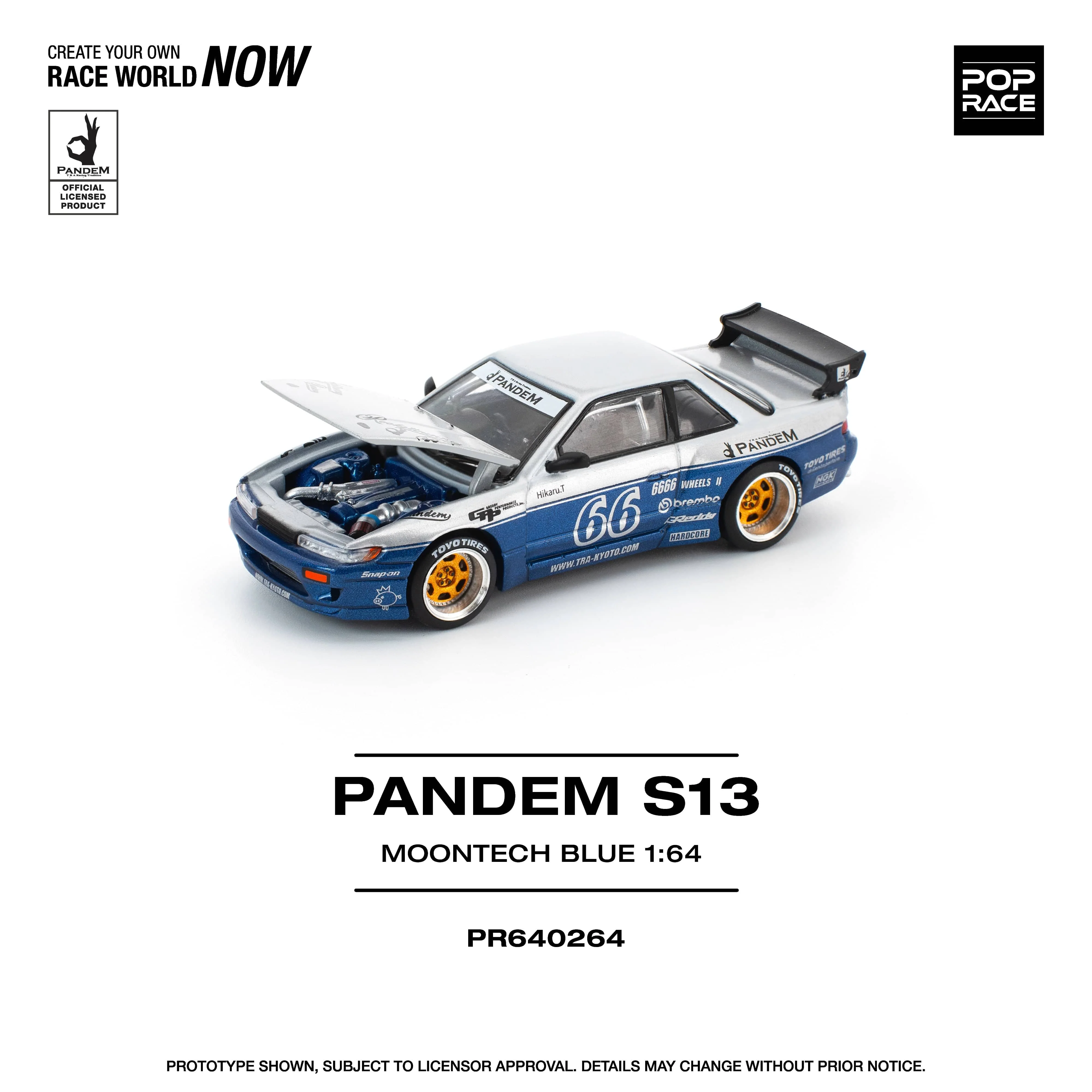(pre-order) Pandem Silvia S13 Moontech Blue 1/64 Pop Race