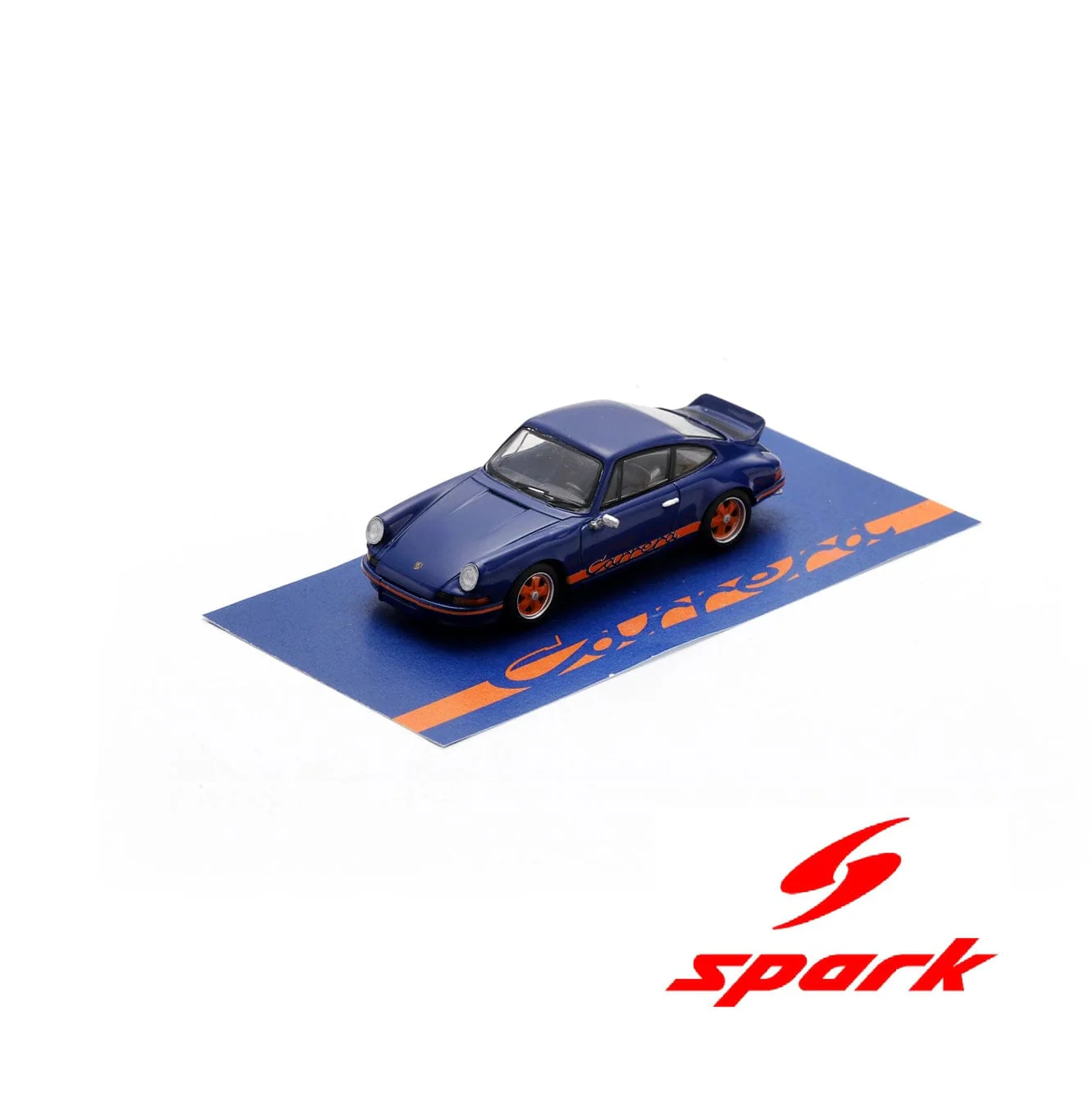 (PRE-ORDER) Porsche 911 2.7 RS Blue with orange stripe Spark 1:64 scale