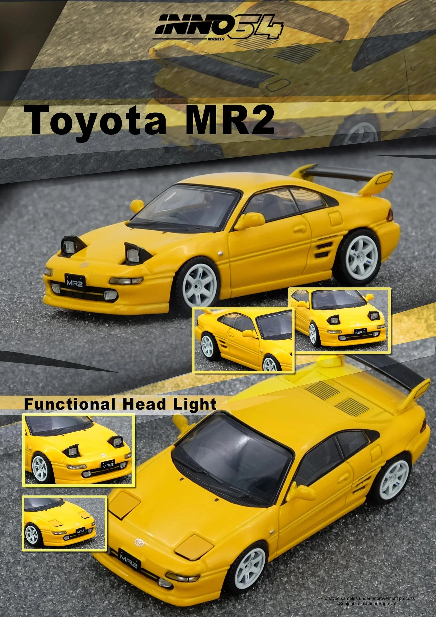 (Pre-Order) Toyota MR2 SW20 Yellow 1/64 Scale Inno64