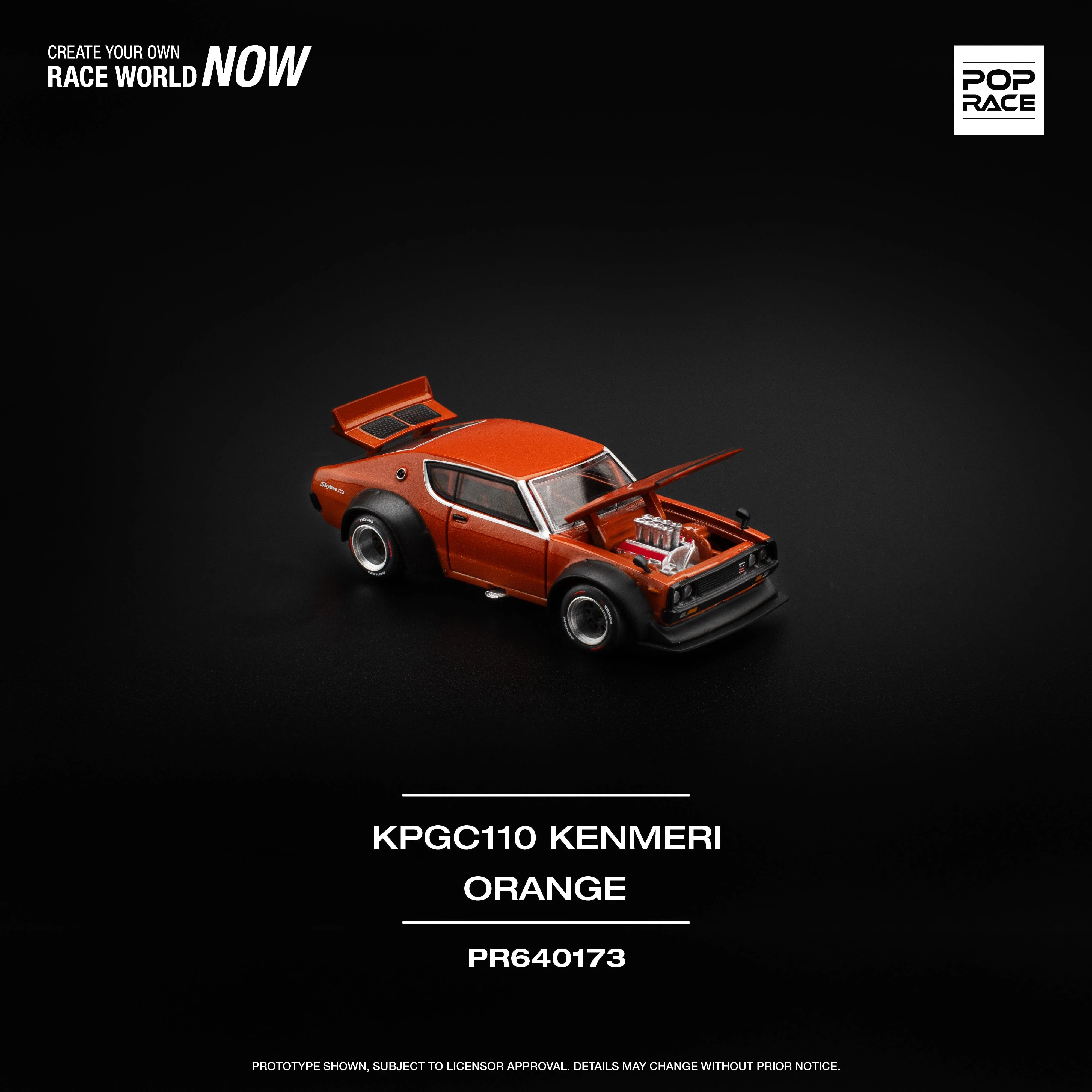 Skyline GT-R V8 Drift Kenmeri Orange 1/64 Pop Race - Image 3